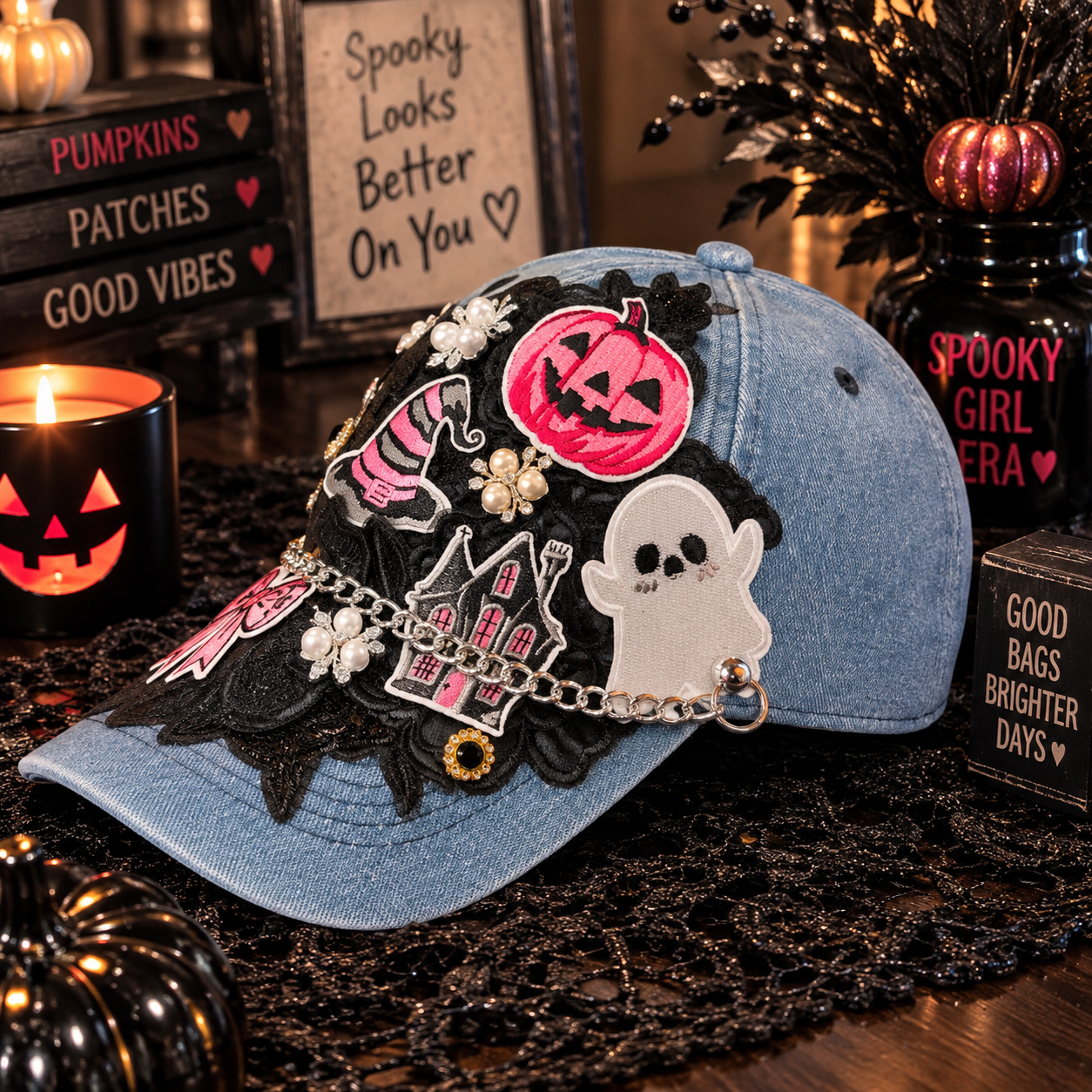 The WhimsiGoth Junk Patch Hat/Tie Set