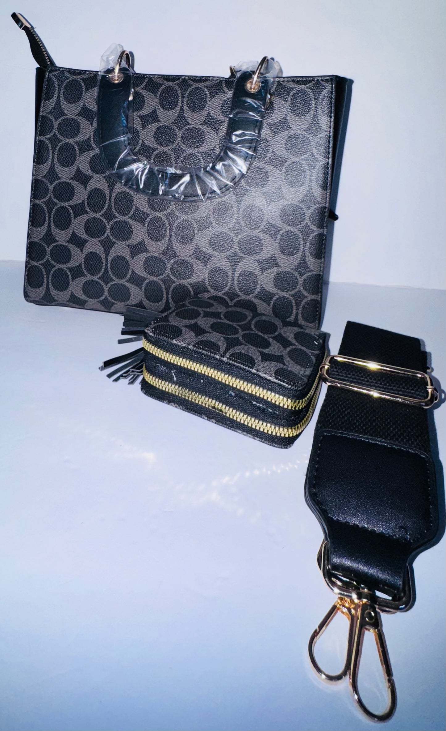 Signature Black & Grey 3-Piece DUPE Handbag Set