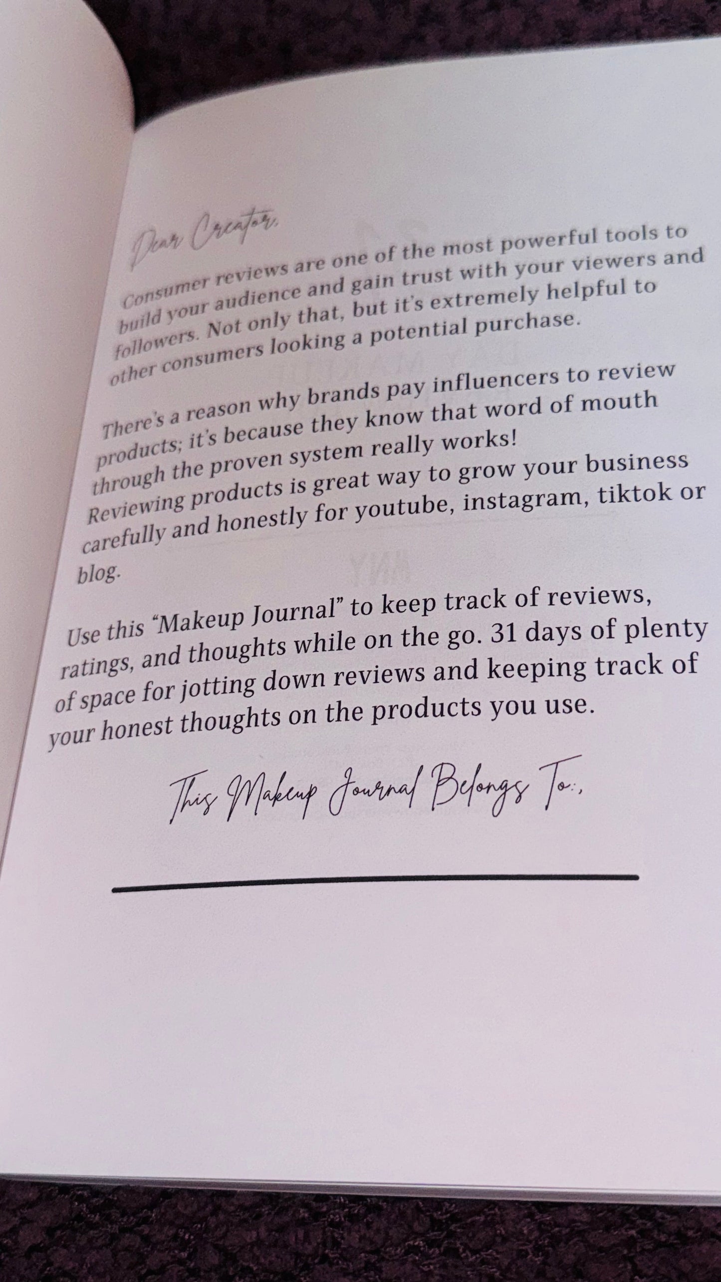 31 Day Makeup Review Journal: Journaling for Success Paperback