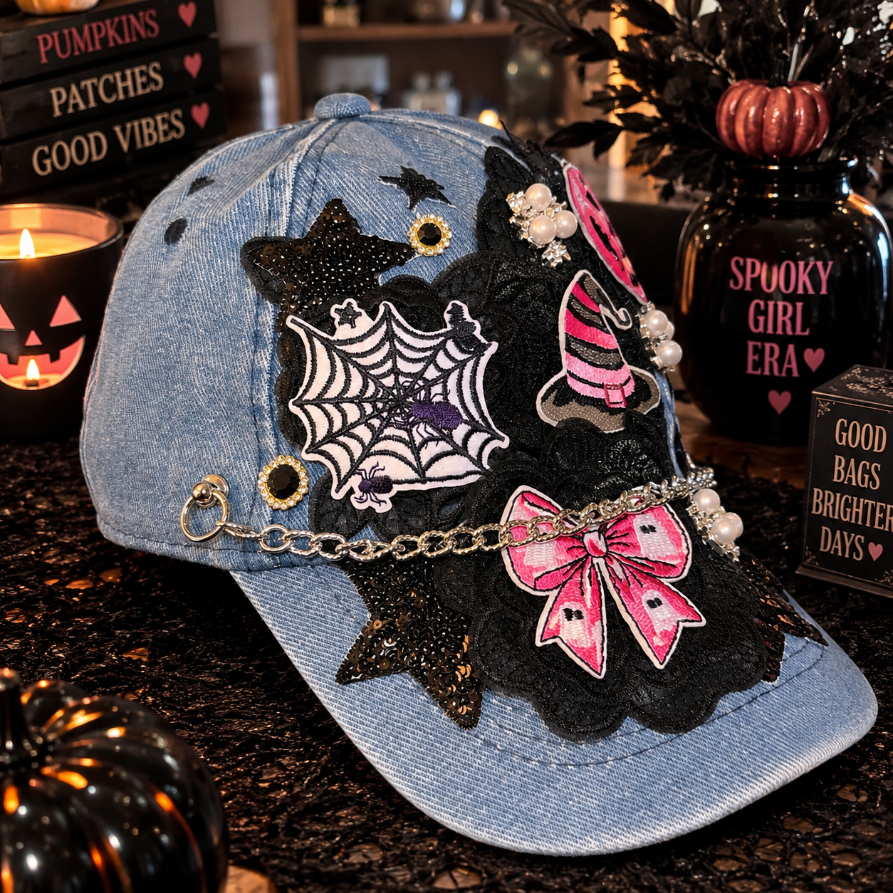 The WhimsiGoth Junk Patch Hat/Tie Set