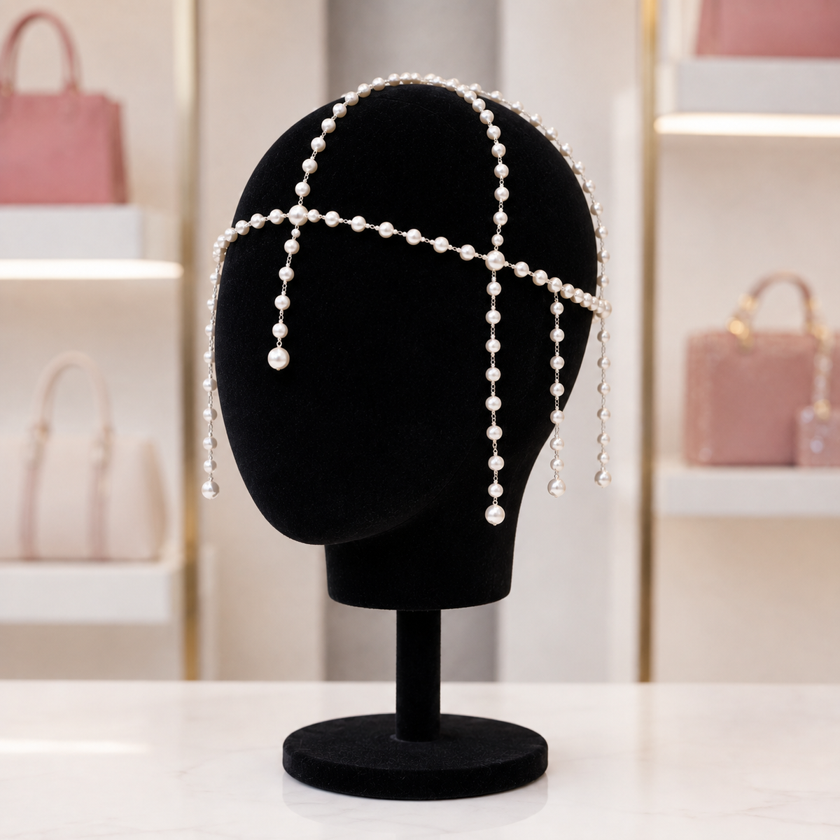 The Pearl Agenda: Pearl Tie Necklace & Headpiece Set