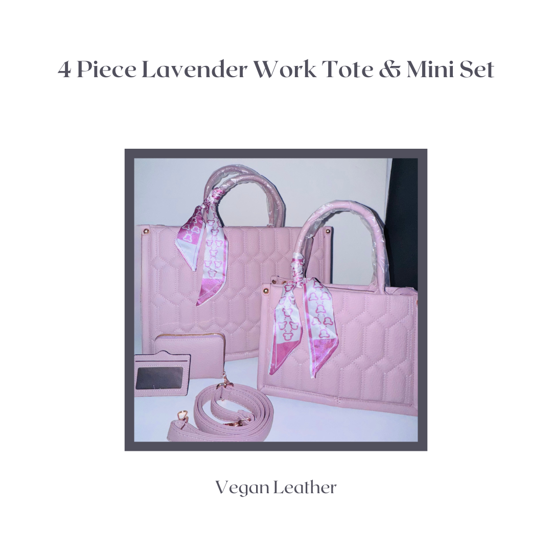 Blush Pinkish Lavender Elegance 4-Piece Handbag Set