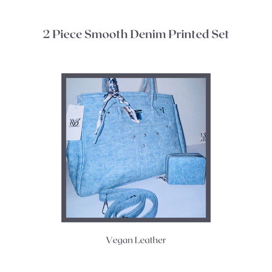 PU Printed Denim Dream 3-Piece Handbag Set