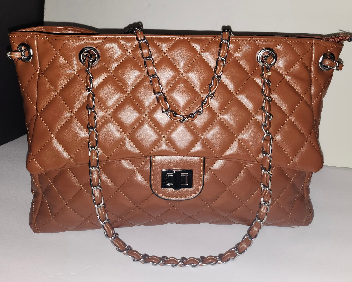 Baby Elisa Quilted Shoulder Bag in Caramel-Brown