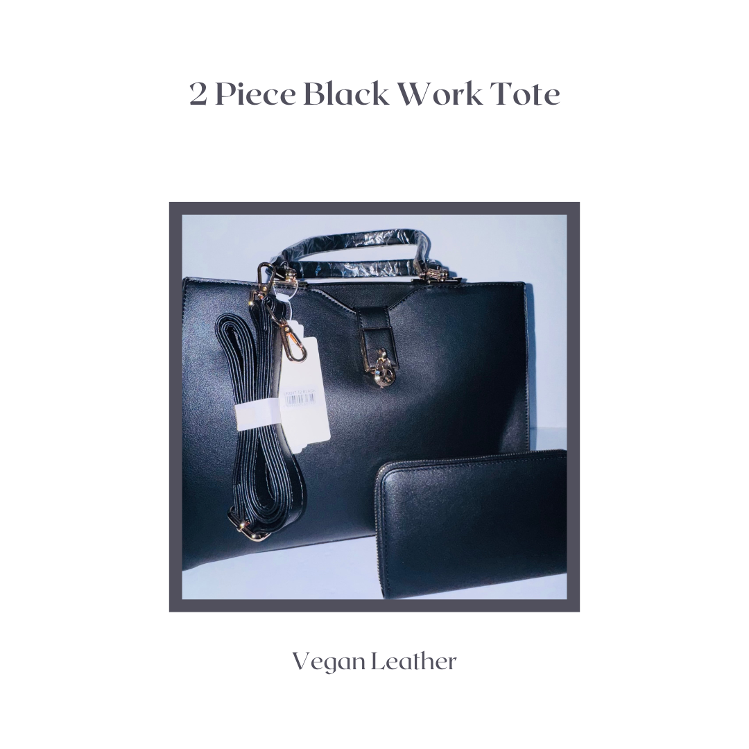 Classic Smooth Black 2-Piece Handbag Set