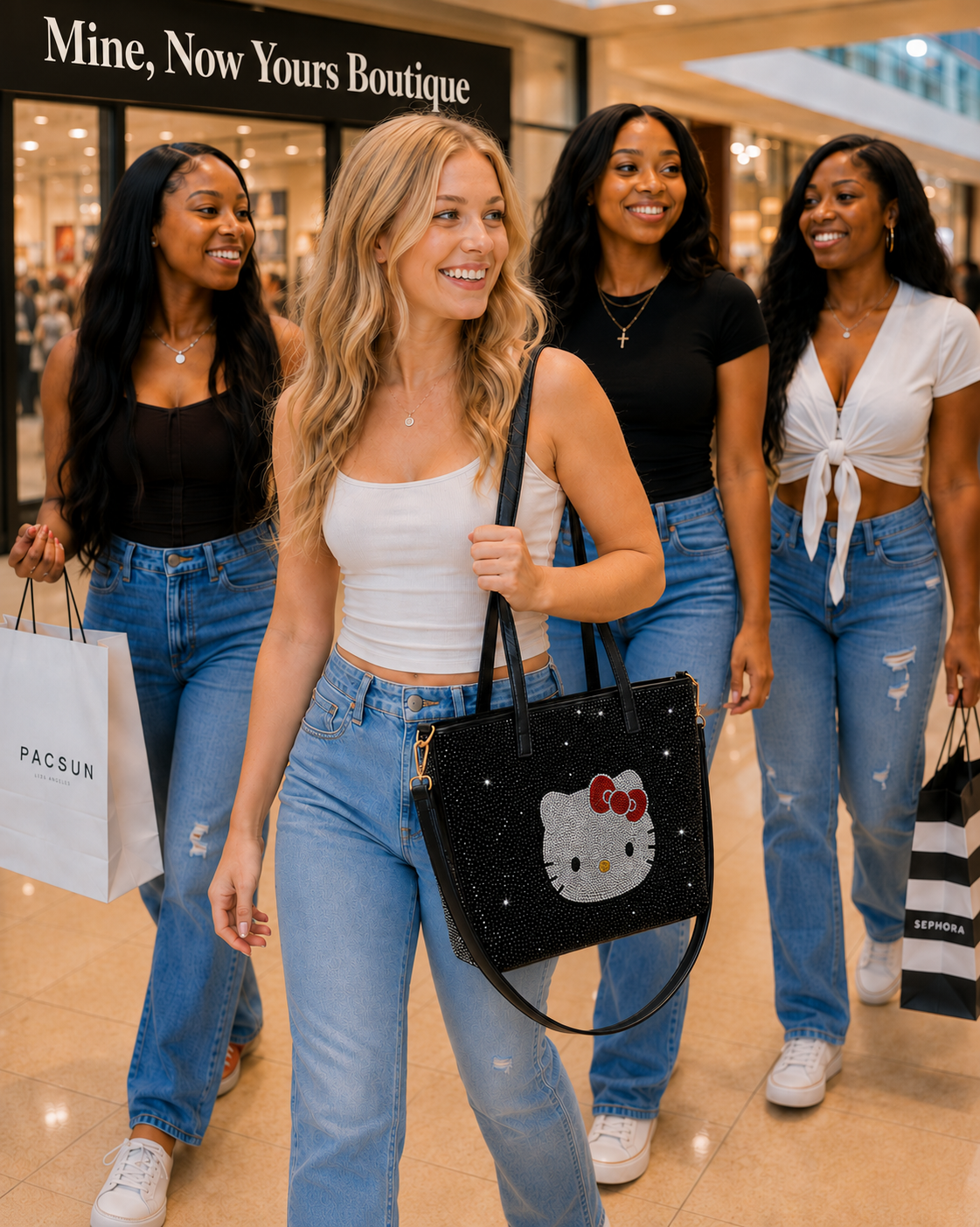 Sparkling Kat Rhinestone Tote Bag