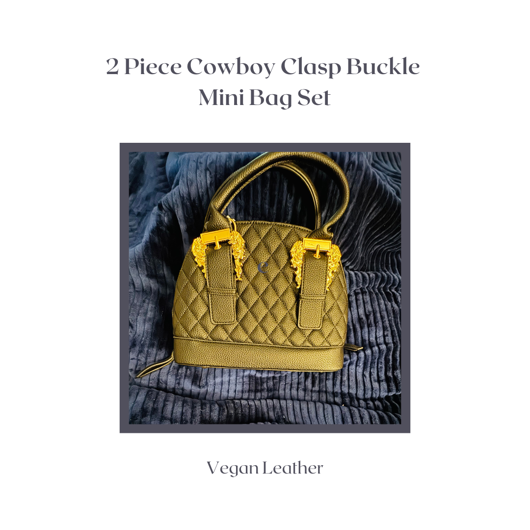 Golden Buckle Black Luxe Quilted Mini Handbag and Wallet