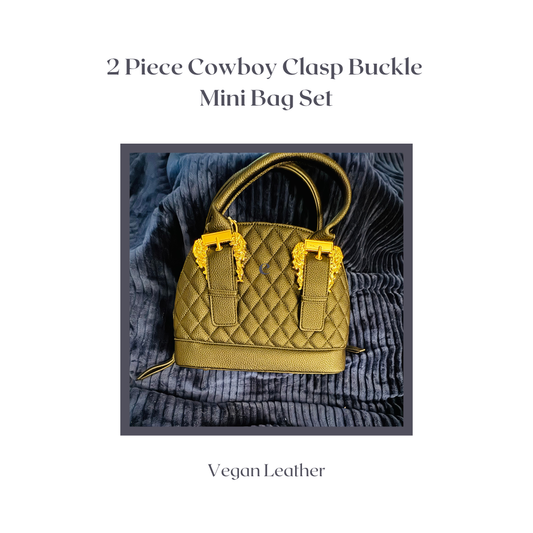 Golden Buckle Black Luxe Quilted Mini Handbag and Wallet