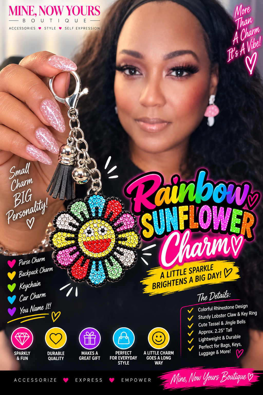 Rainbow Sunflower Charm