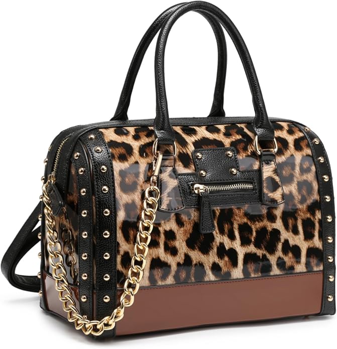 Leopard Luxe Studded Satchel