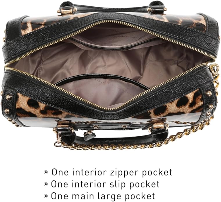 Leopard Luxe Studded Satchel