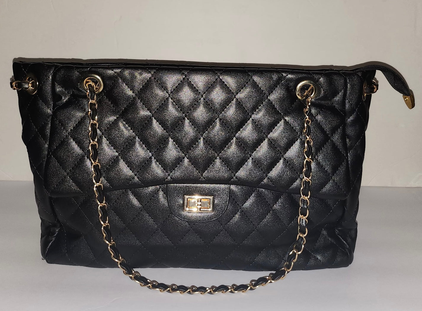 Baby Elisa Quilted Shoulder Bag in Black