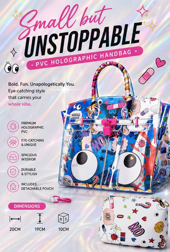 Eye Catching Cartoon Holographic Handbag (Size Small)