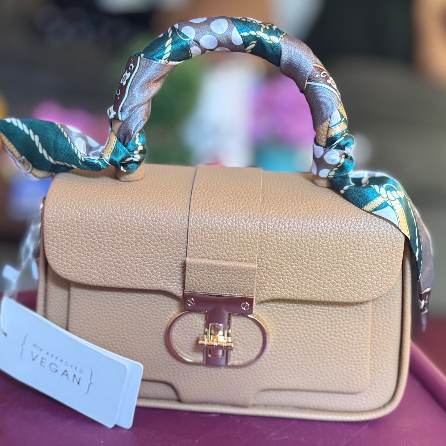 Tan Vegan Leather Handbag & Wallet Set
