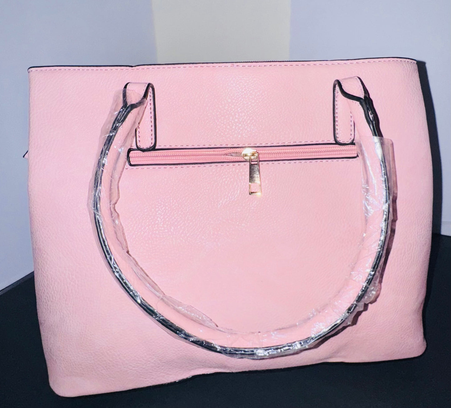 Pink Teddy Bear Vegan Leather Handbag Wallet Set