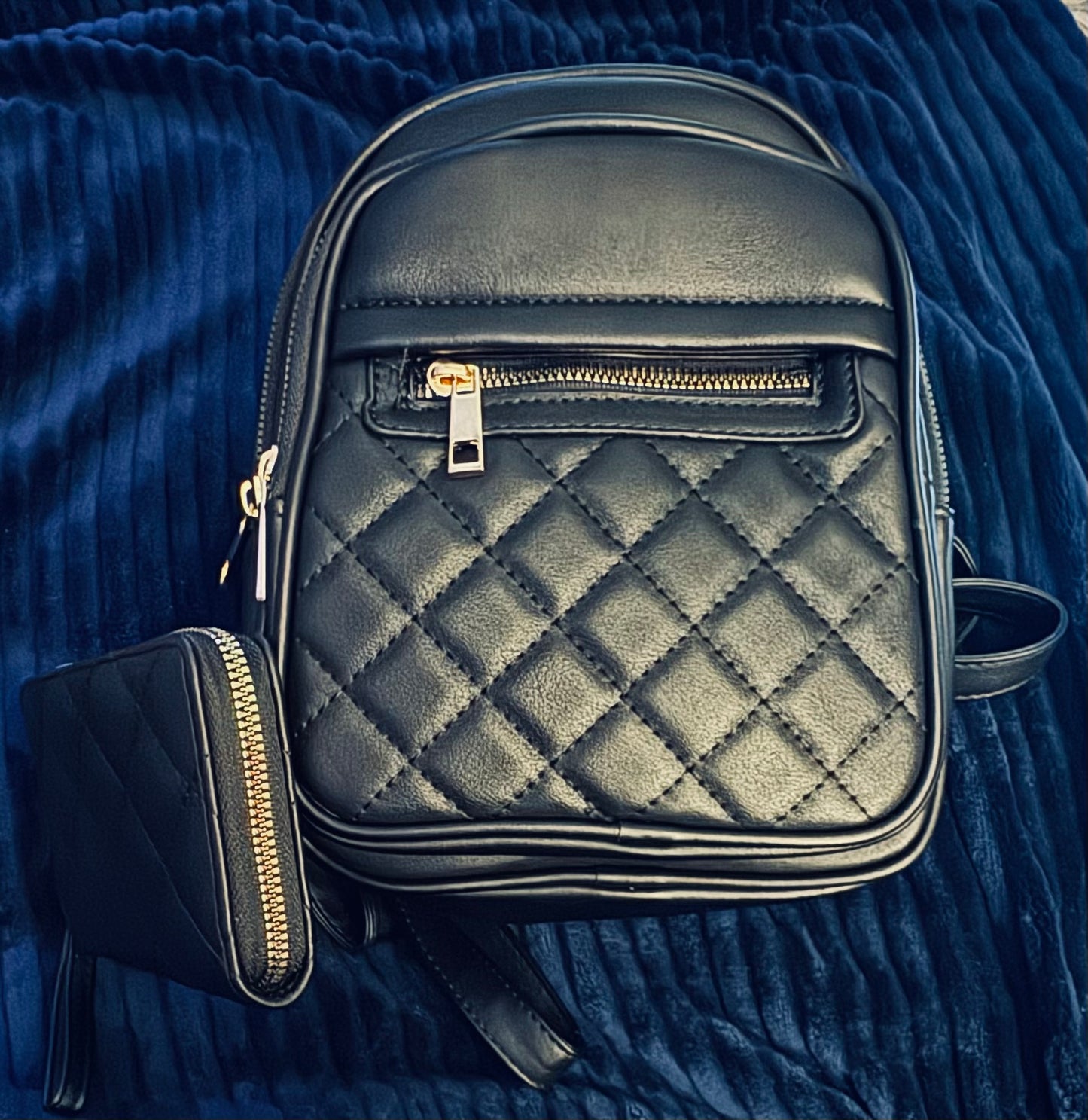 Quilted Mini Backpack & Wallet Set