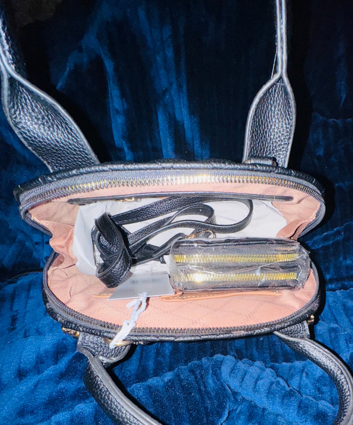 Golden Buckle Black Luxe Quilted Mini Handbag and Wallet