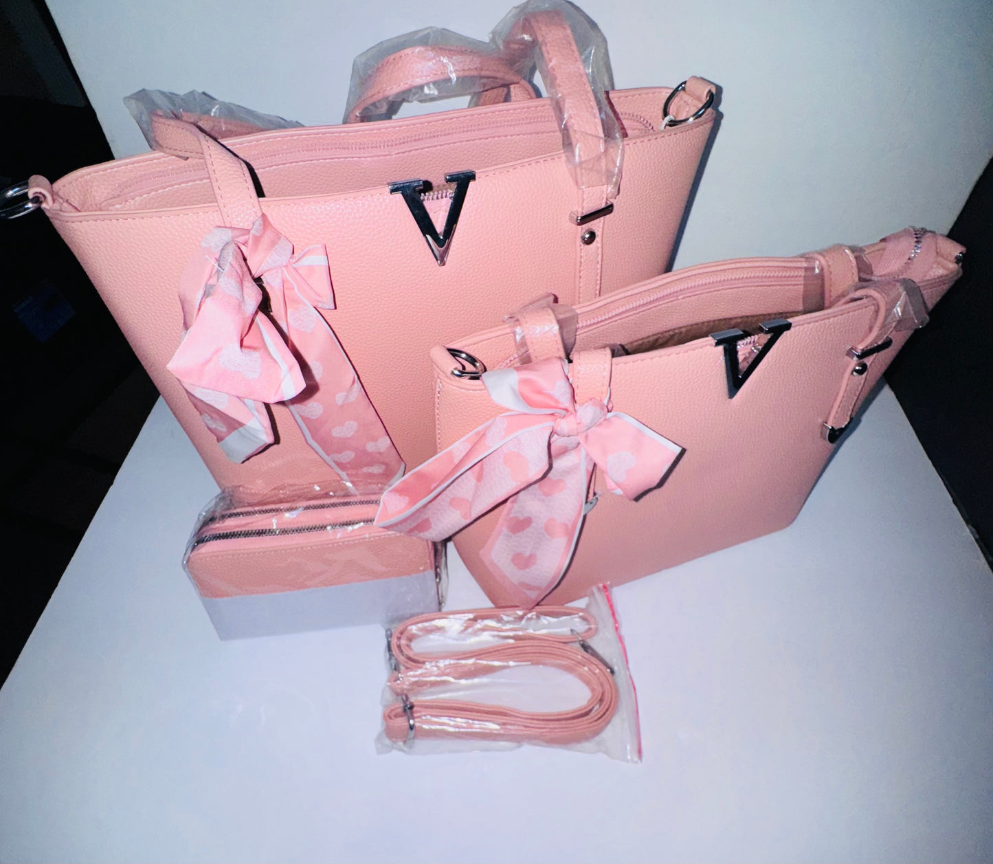 Blush Pink 3-Piece Handbag Set