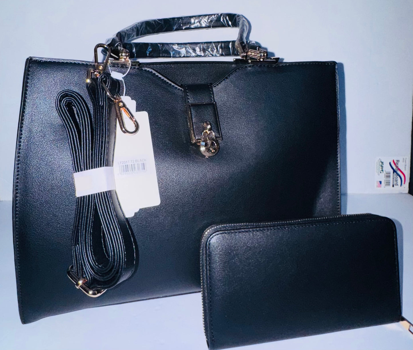 Classic Smooth Black 2-Piece Handbag Set