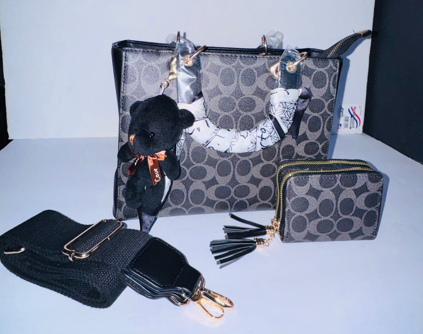 Signature Black & Grey 3-Piece DUPE Handbag Set