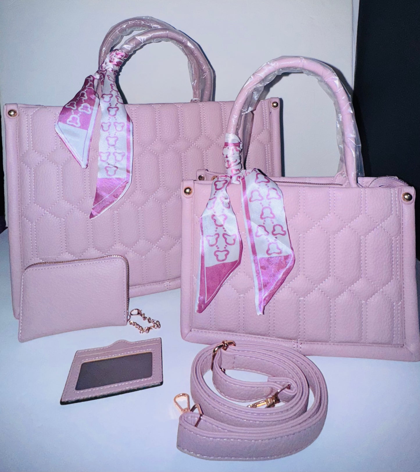 Blush Pinkish Lavender Elegance 4-Piece Handbag Set