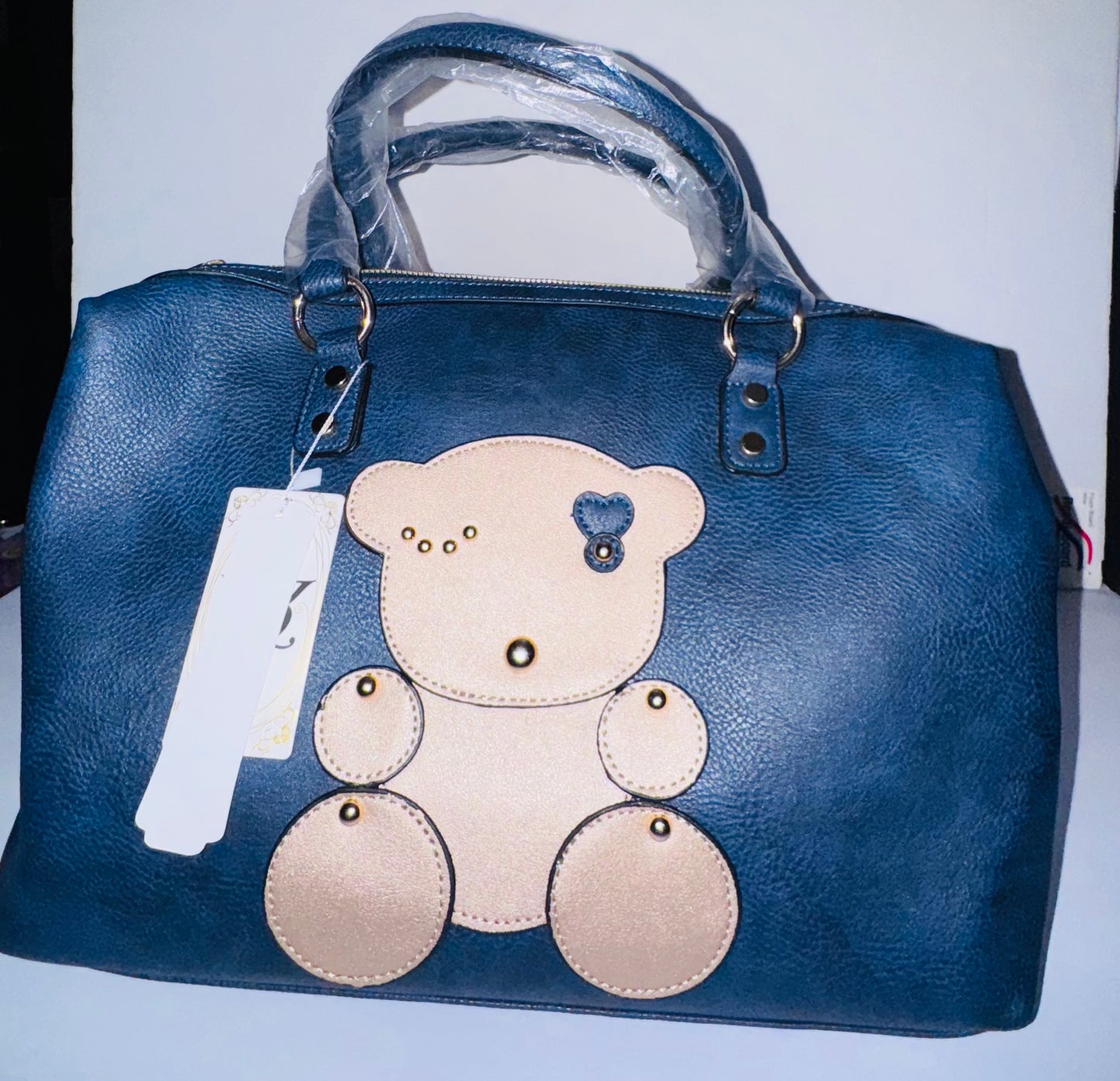 Royal Blue Teddy Charm 3-Piece Handbag Set