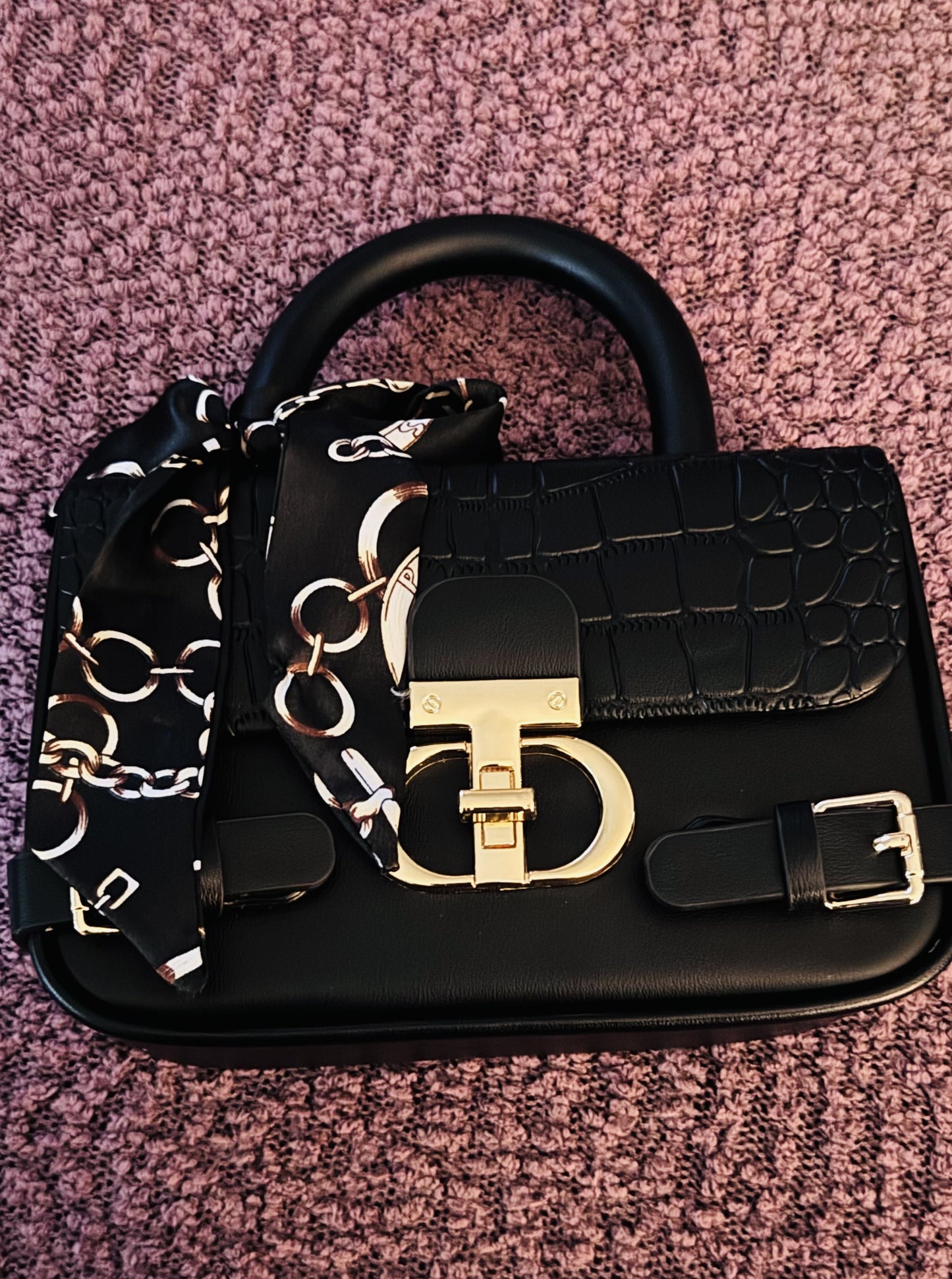 Black Vegan Leather Handbag & Wallet Set