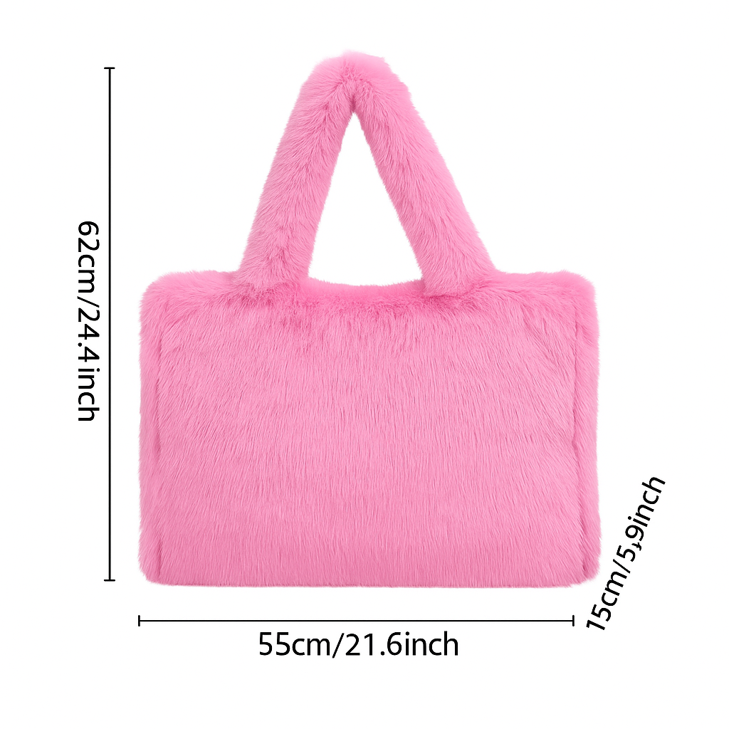 Luxe Oversized Pink Faux Fur Tote