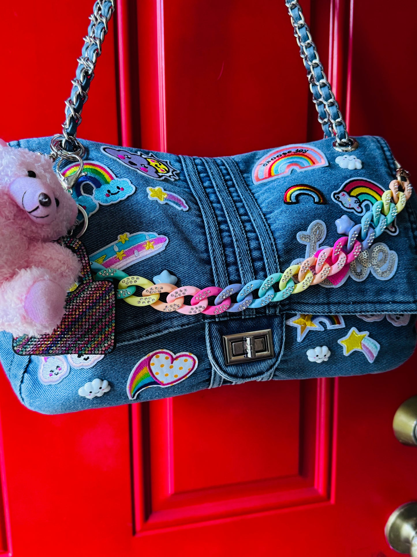 Heavy on the Rainbows Denim Handbag 🌈