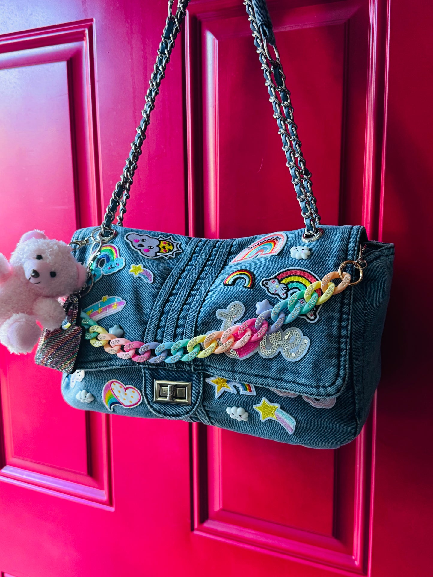 Heavy on the Rainbows Denim Handbag 🌈
