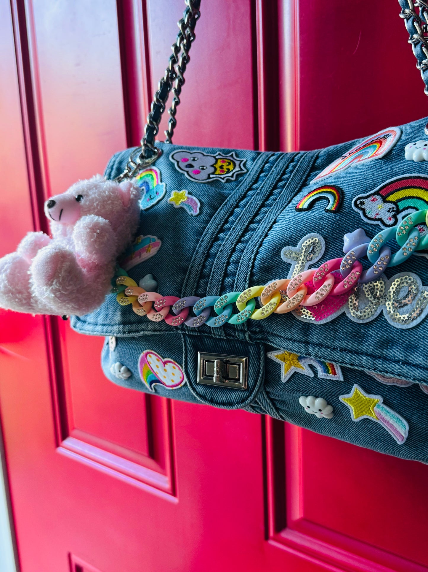 Heavy on the Rainbows Denim Handbag 🌈