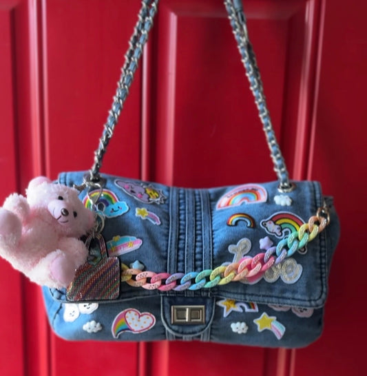 Heavy on the Rainbows Denim Handbag 🌈