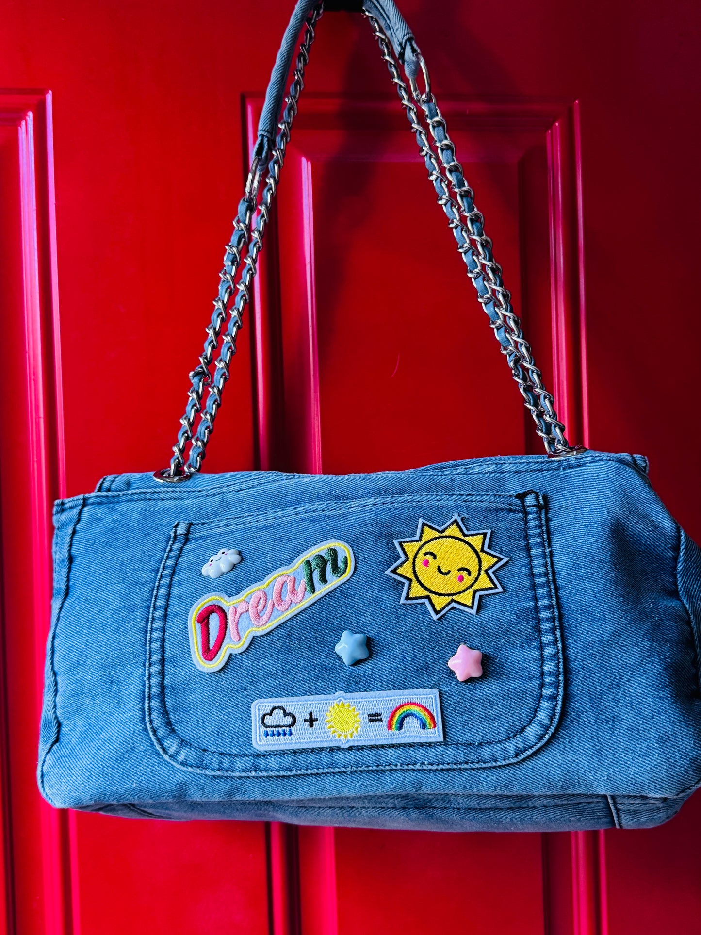 Heavy on the Rainbows Denim Handbag 🌈