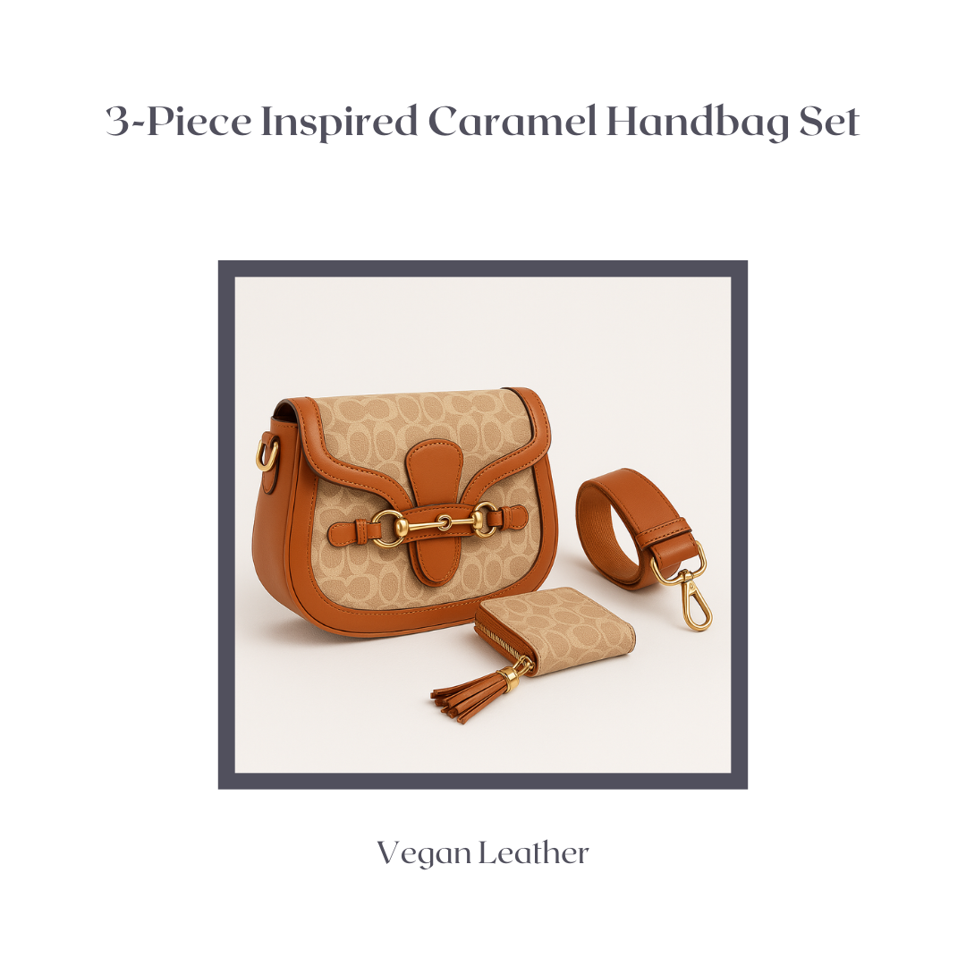 3-Piece Inspired Caramel Handbag Set