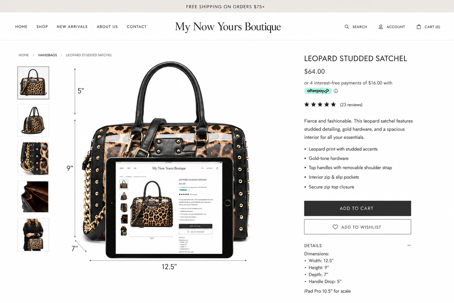 Leopard Luxe Studded Satchel