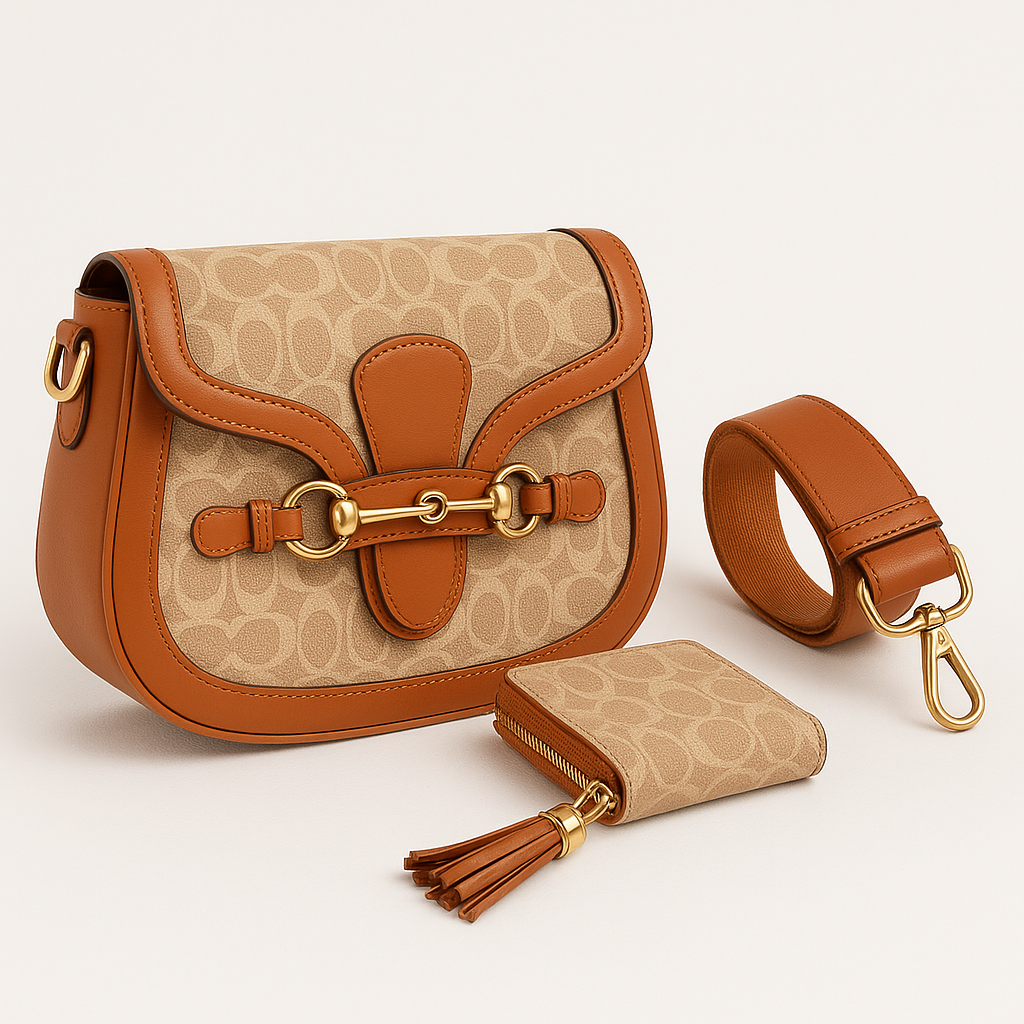 3-Piece Inspired Caramel Handbag Set