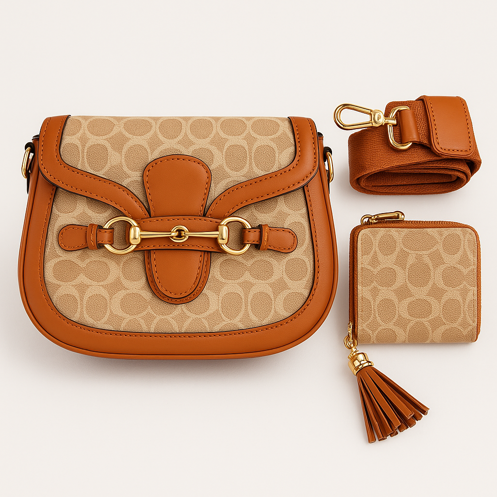 3-Piece Inspired Caramel Handbag Set