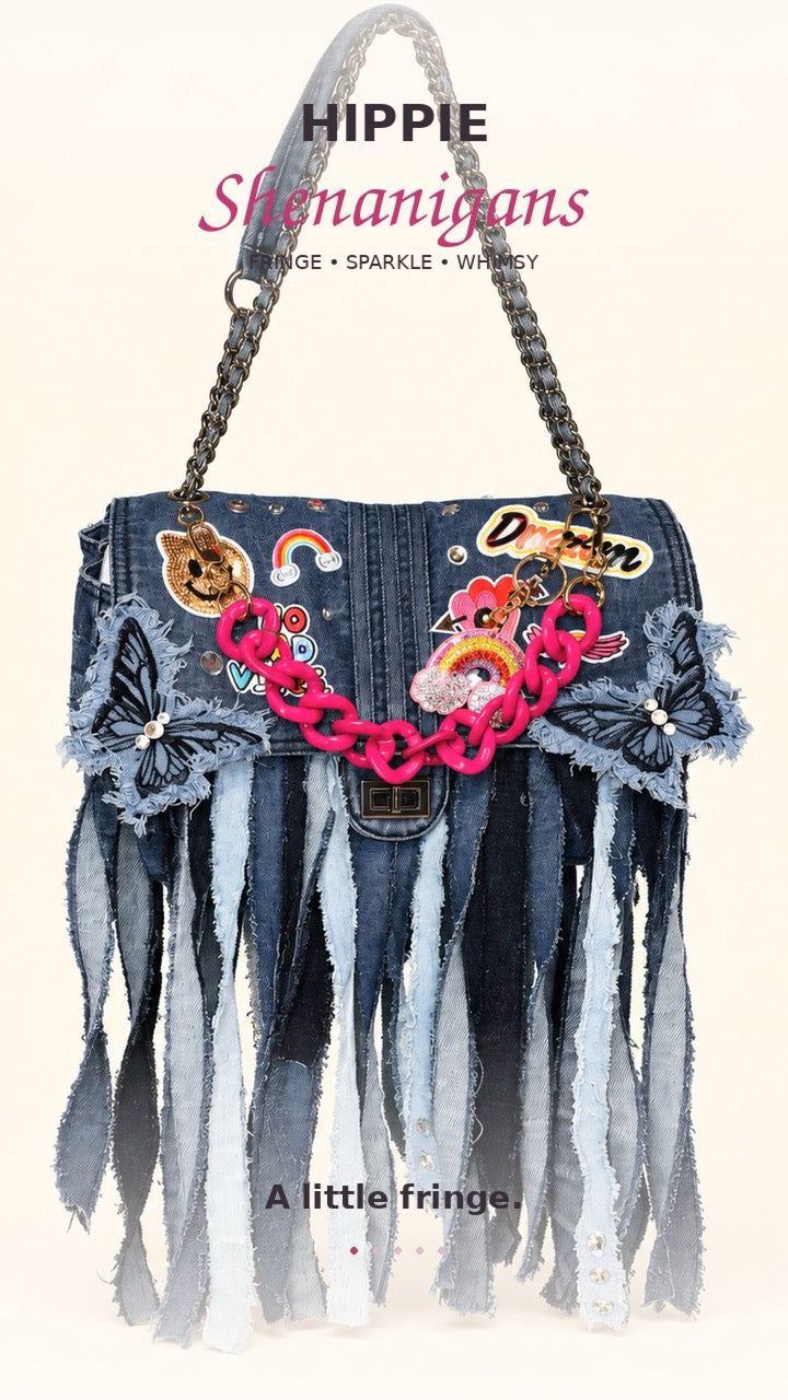 Hippie Shenanigans | Hand-Embellished Denim Handbag