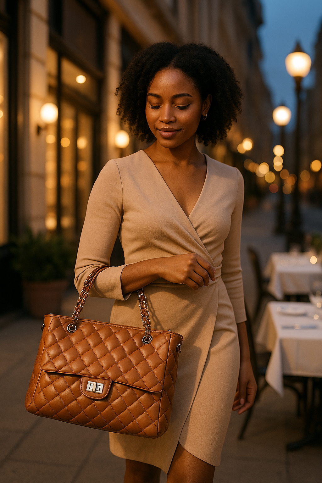 Baby Elisa Quilted Shoulder Bag in Caramel-Brown