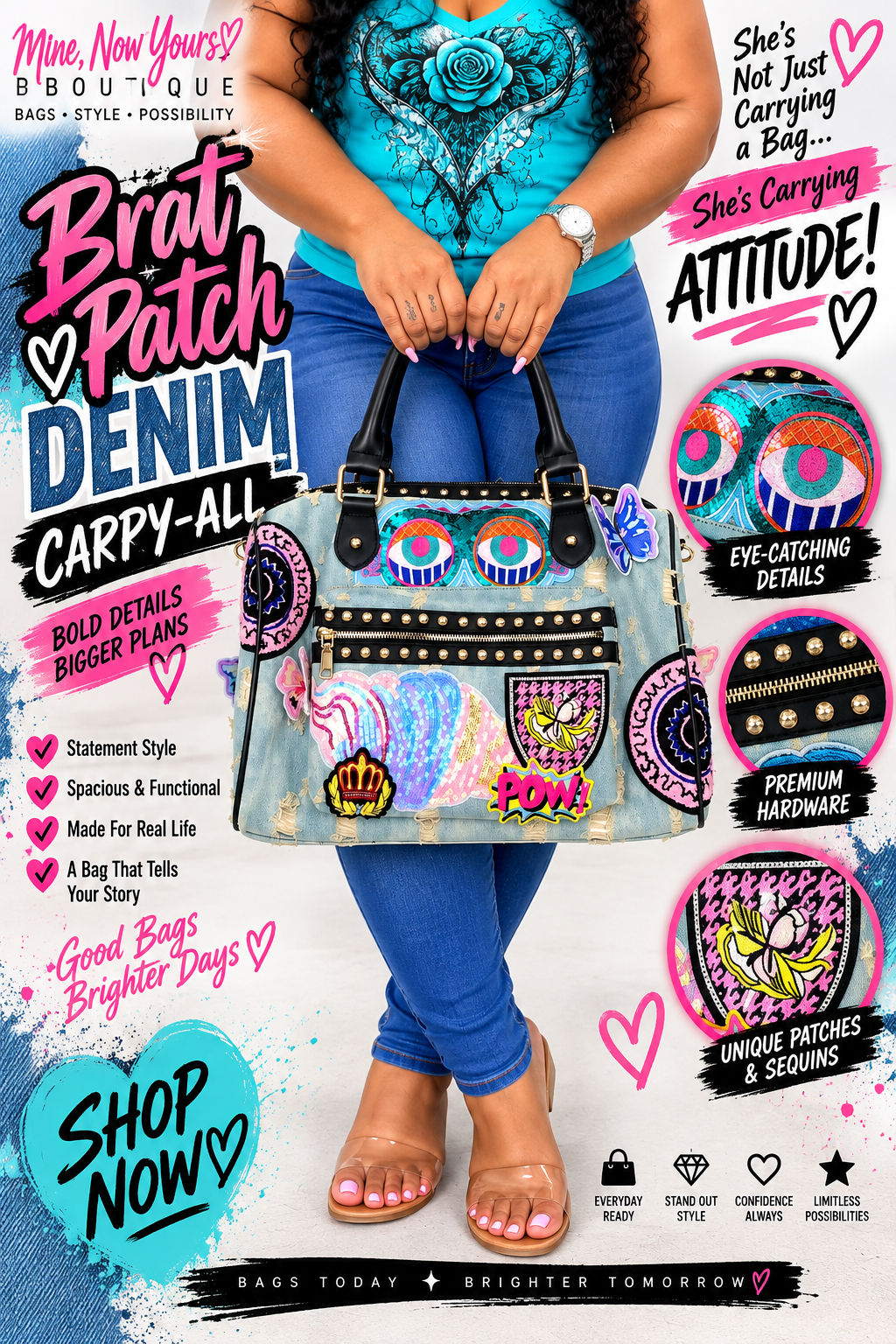 The Brat Patch Denim Carry-All