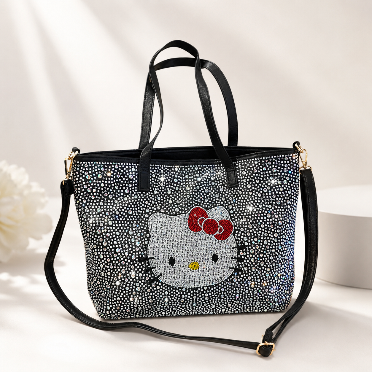 Sparkling Kat Rhinestone Tote Bag