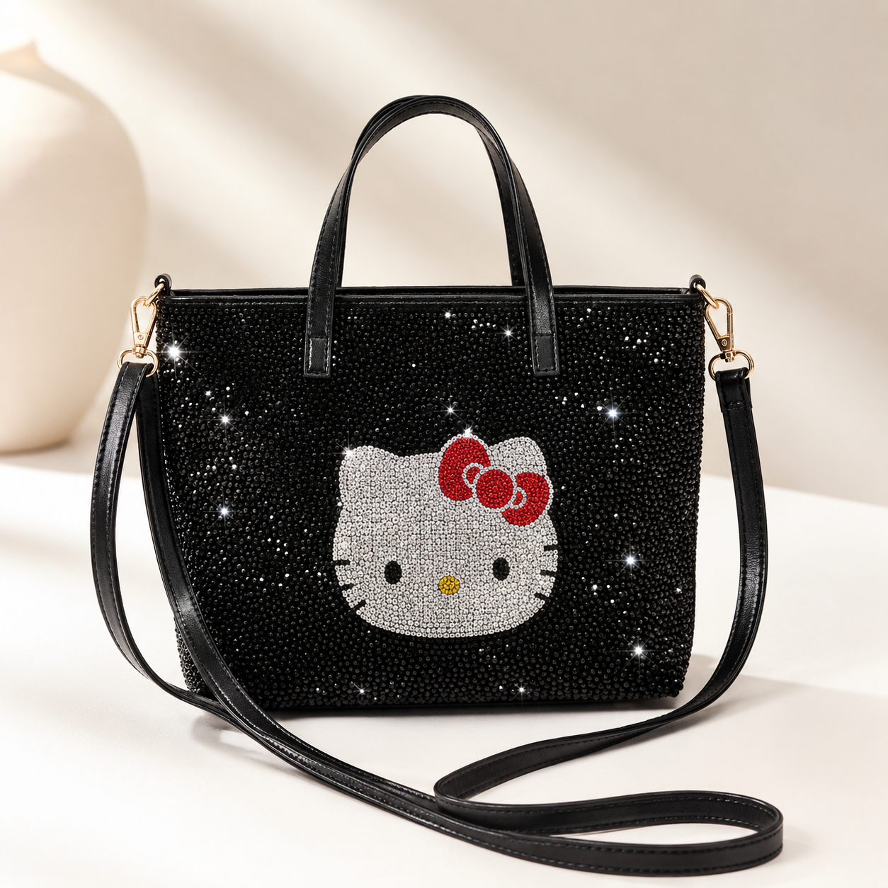 Sparkling Kat Rhinestone Tote Bag
